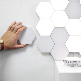 Hexagon Touch Creatieve Decoratieve Wandlamp Warm Wit - DIY-Patroon, set van 6 stuks