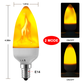 Ledlamp met Vlameffect 2 standen - Vuurvlam Lamp -LED Flame Bulb - Kaars Effect Led Vlam Lamp