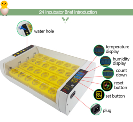 Broedmachine Automaat Energiezuinig 24 eieren  LED schouwlampjes model 2024