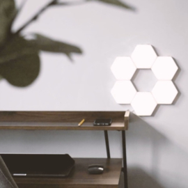 Hexagon Touch Creatieve Decoratieve Hexacon Wandlamp Warm Wit - DIY-Patroon, set van 6 stuks