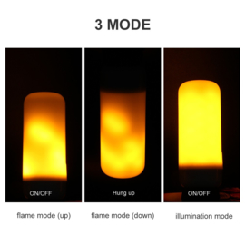 Set 3 stuks LED lampen met Vuurvlameffect 4 standen - Vuurvlam Lamp -LED Flame Bulb - Kaars Effect Led Vlam Lamp