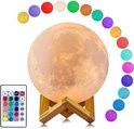 Maanlamp Warm Wit  + 16 Kleuren – Maan Lamp – Nachtlamp  – Tuinlamp - Draadloos – Moon lamp – USB oplaadbare - Maanlamp 3D Tafellamp -  16 Dimbare RGB Kleuren  - Maan Lampje - Nachtlampje