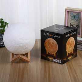 Maanlamp Warm Wit  + 16 Kleuren – Maan Lamp – Nachtlamp  – Tuinlamp - Draadloos – Moon lamp – USB oplaadbare - Maanlamp 3D Tafellamp -  16 Dimbare RGB Kleuren  - Maan Lampje - Nachtlampje
