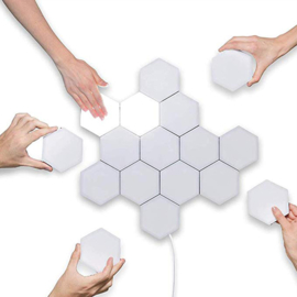 Hexagon Touch Creatieve Decoratieve Wandlamp Warm Wit - Modulaire Verlichting, Helios Touch, set van 10 stuks