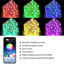 Interactieve Multi Colour Kerstverlichting  20m met 200 lamps -Slimme Kerstboomverlichting 20 Meter - RGB 16 Miljoen Kleuren