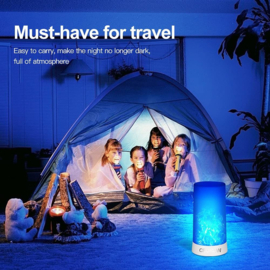 Oplaadbare Decoratie Vlamlamp (BLAUW) + Outdoor Camping Lamp Vlam effect Standalone met afstandsbediening en magneet - Vuurvlam Lamp -LED Flame Bulb - Kaars Effect Led Vlam Lamp