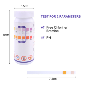 2 in 1 Teststrips Zwembad/PH en Chloor/PH Strips Zwembad/Zwembad Test Strips 50 Stuks