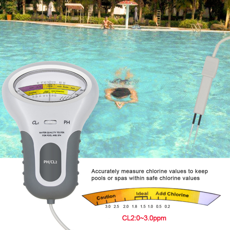 Elektronische PH en Chloor meter voor zwembaden, jacuzzi's en hottubs