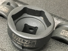 Welzh Krachtdoppenset plat 1/2'' 10-32MM