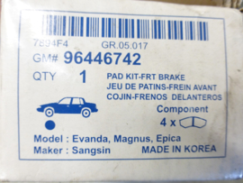 Brake pad set for Opel/Daewoo