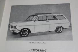 Vraagbaak voor uw Opel Kadett "A", de "L" en caravan 1000.