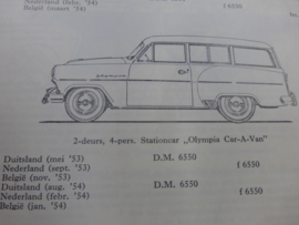 Vraagbaak Opel Olympia Rekord 1953 - 1962