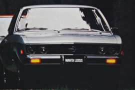 Folder Opel Manta A, USA uitvoering uitgave oktober 1973, Engelstalig.