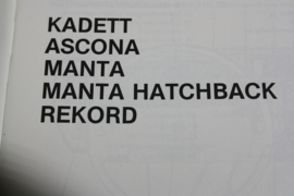 Handleiding Opel Kadett, Ascona, Manta, Manta CC en Rekord.