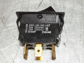 Carling switch 10 A, 250 VAC, 15A, 125 VAC.