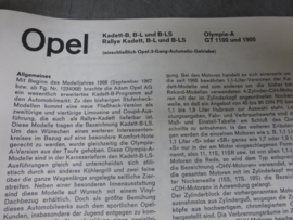 Opel Kadett B, Rallye Kadett, Olympia, GT Handbuch.