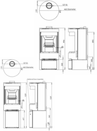 Charlton & Jenrick Purevision houtkachel vrijstaand rond model laag open houtvak