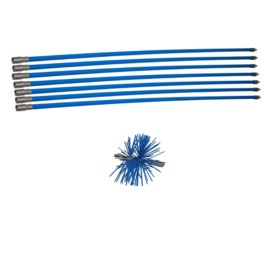 Professionele blauwe veegset 8,40m met nylonborstelv