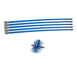 Professionele blauwe veegset 6,00m met nylonborstel