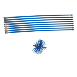 Professionele blauwe veegset 9,60m met nylonborstel