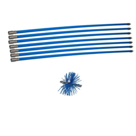 Professionele blauwe veegset 7,20m met nylonborstel