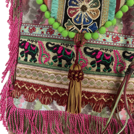 Elephant small crossbody with long fringe bohemian style