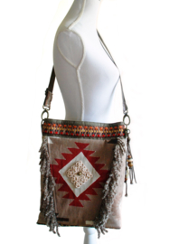 Crossbody Navajo style red brown with fringe