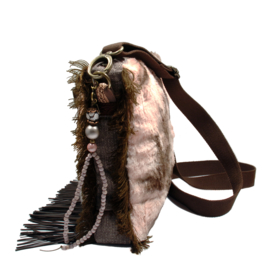 Crossbody bag western style with brown with fringe
