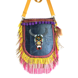 Ibiza crossbody colored with bull and fringes