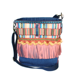Ibiza crossbody bag colored striped with fringes