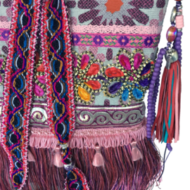 Gypsy schoudertas gekleurd met bloemen en franje
