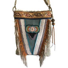 Crossbody bag native American inspired fringes