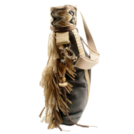 Crossbody bohemian Navajo style with fringes in cream