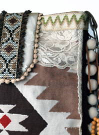 Schoudertas Navajo stijl in bruin met franje