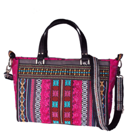 Boho handbag Aztec style in fuchsia turquoise