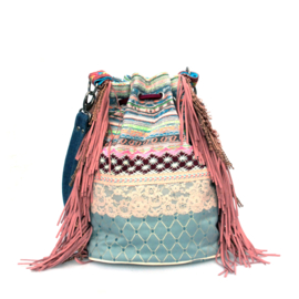 Bucket bag pastels in Ibiza style with fringes