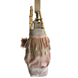 Tote handbag sand old pink with bamboo handles