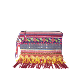 Ibiza clutch gekleurd met franje en sierband