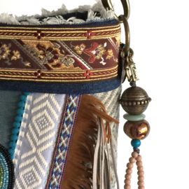 Crossbody bag native American inspired fringes