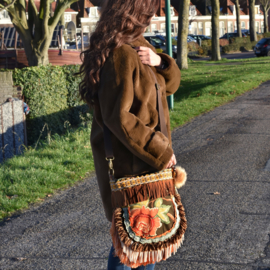 Crossbody roses vintage style in brown and orange