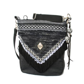 Western crossbody bag black white with concho