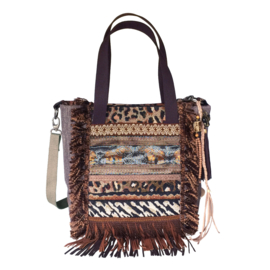 African tote handbag with elephants and leopard