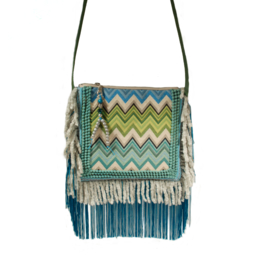 Festival purse boho style turquoise fake fur