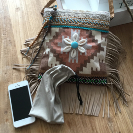 Navajo style festival purse in brown turquoise