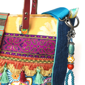 Ibiza handbag colored paisley print with tassels