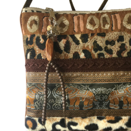 African festival purse brown elephants leopard