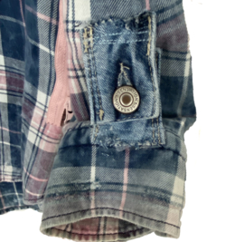 Vintage Upcycled Blouse checkered in blue pink – One of a Kind