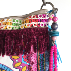 Ibiza crossbody bright colored with fringe and patches