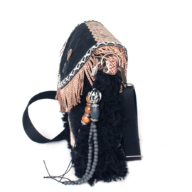 Western crossbody bag black brown with fringes