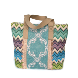 Tote handbag Ibiza boho style colored with fringes